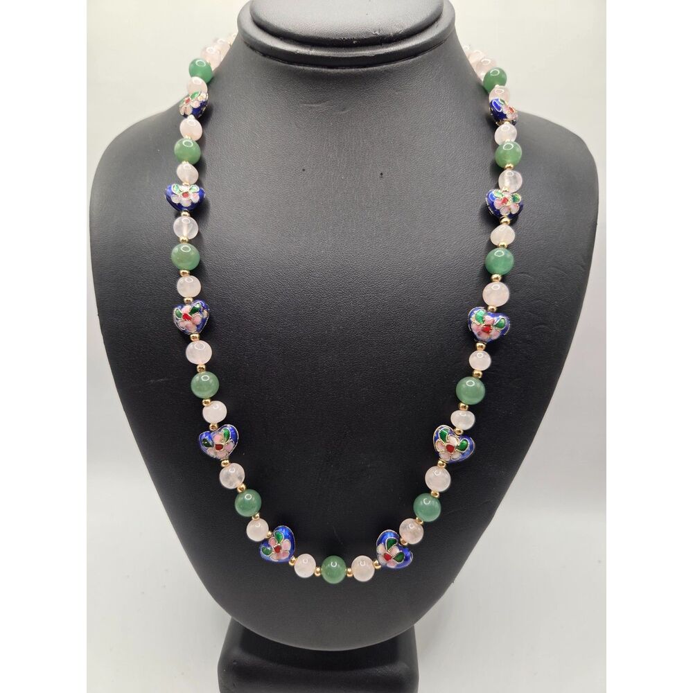 1779. Artisan Made Gemstone and Cloisonné Necklace